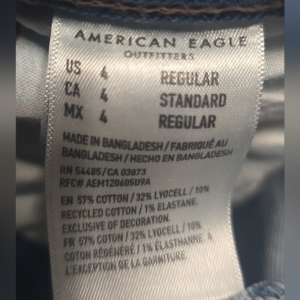 VTG American Eagle 90s Low Rise Skinny Kick Jeans Womens, Size 4, Stretchy Flare - Picture 9 of 11